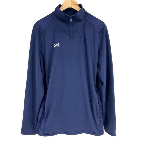 Under Armour Pullover Shirt Jacket Size Large Mens Navy Command Zip Mock Neck - Picture 1 of 9